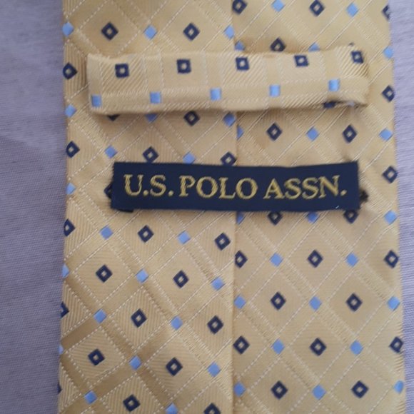 US POLO ASSN | Men's Geometric Neck Tie Blue Yellow - Picture 3 of 7
